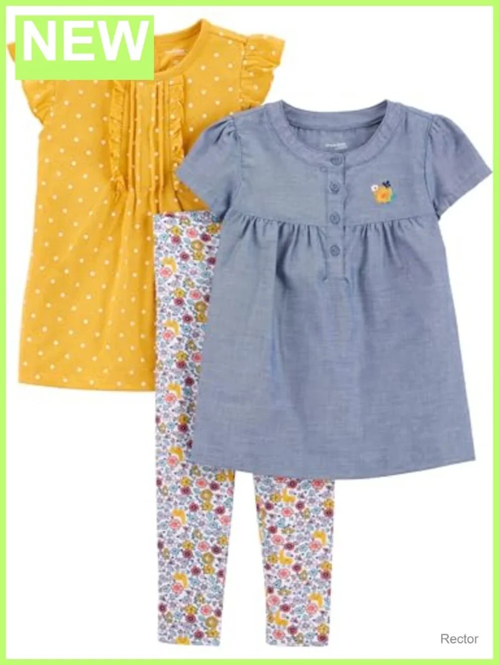Baby Girls 3-Piece Playwear Set Tagless Short Sleeve Pull On